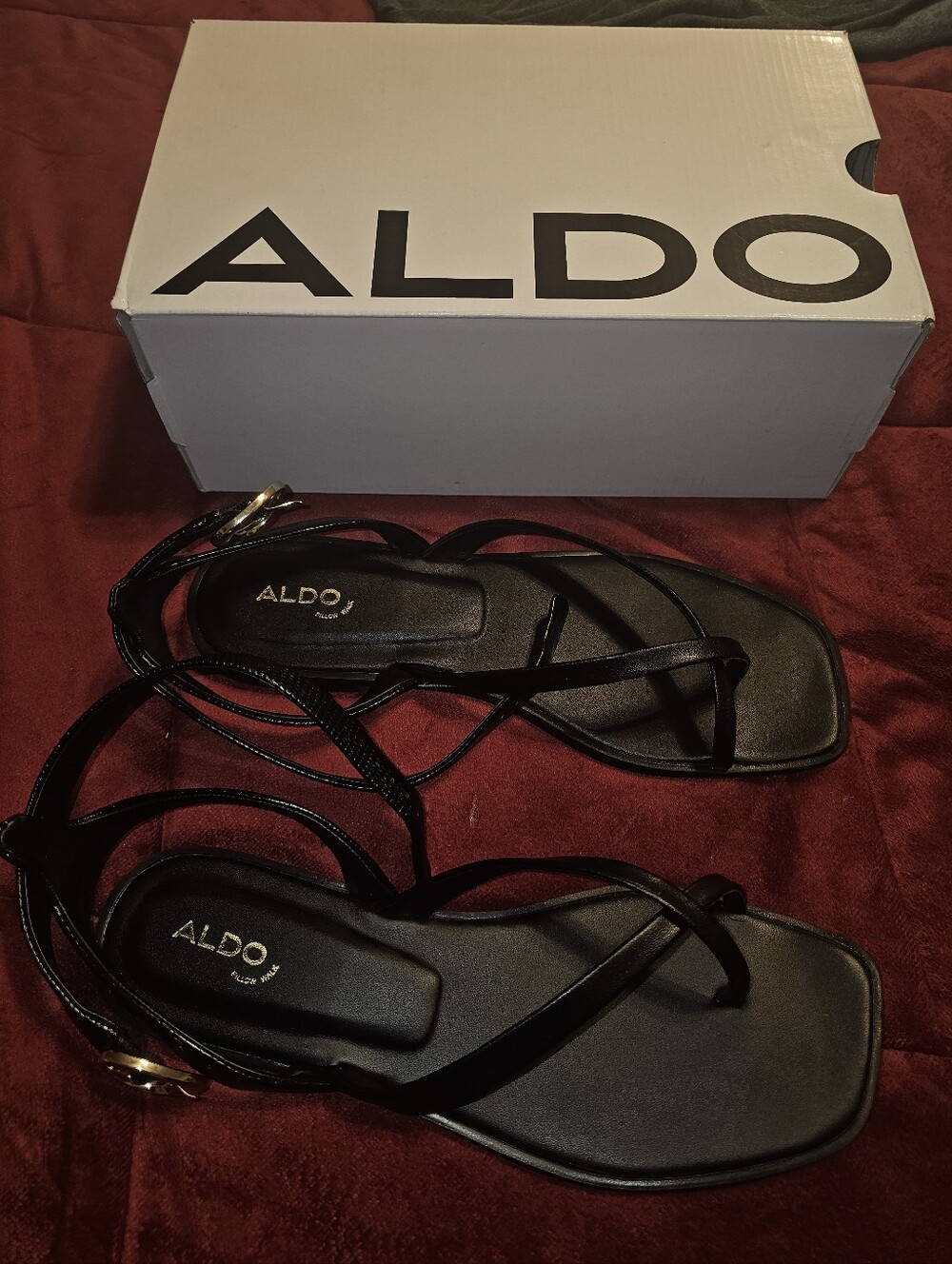 Aldo Daressi-001 Black Strappy buckle strap Square-Toe Sandals